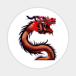 Red and Gold Chinese Dragon with Translucent Background Magnet